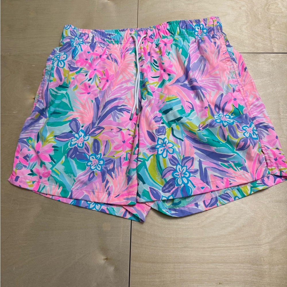 Lilly Pulitzer Men’s Floral Swim Trunks-Size M